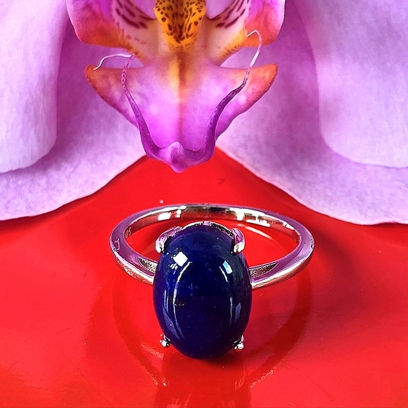 Natural Lapis Lazuli 925 Sterling Silver Ring - Picture 8 of 8